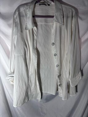 Essentials Ivory Sheer Button-Up Blouse